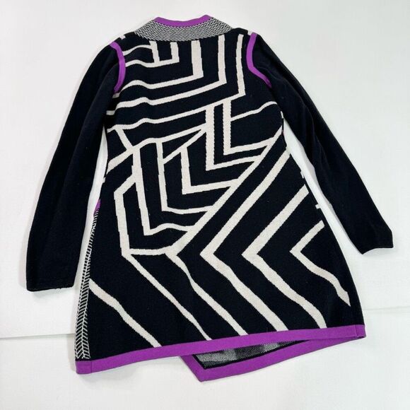 Title Nine Dress Women Sm Black Geometric Merino Wool Long-Sleeve Midi Comfort - Picture 6 of 9